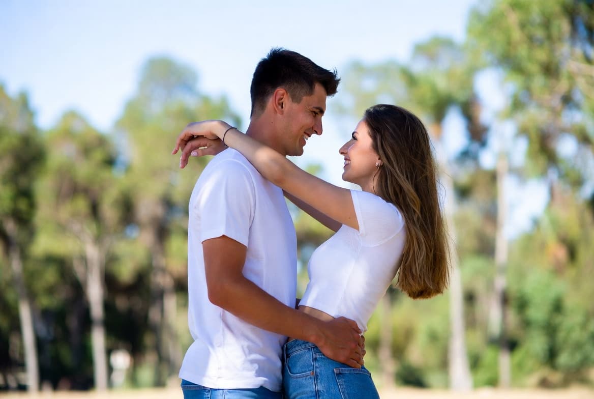 Happy couple embracing